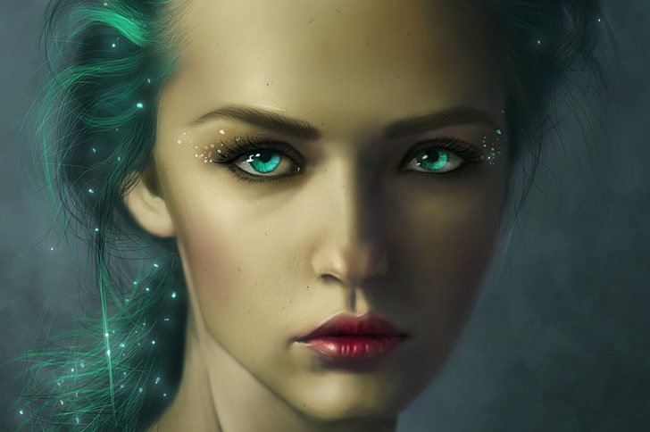 Fantasy, Women, Aqua Eyes, Eye, Face, Girl, Turquoise, Woman, HD wallpaper