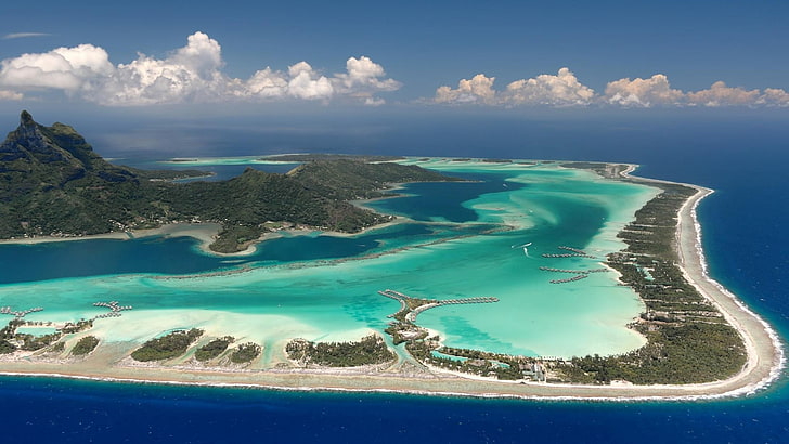 isola, Bora Bora, paesaggio, natura, mare, isola, Sfondo HD