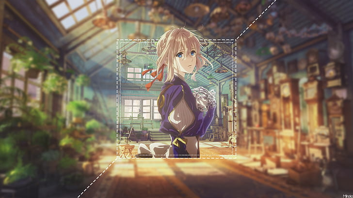 anime, anime girls, Violet Evergarden, picture-in-picture, blurred, HD wallpaper