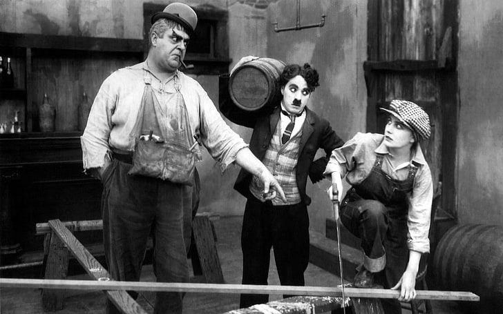 Charlie Chaplin, film stills, monochrome, HD wallpaper