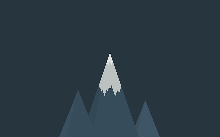 ภาพประกอบภูเขาสีเทาและสีขาวเรียบง่ายภูเขา, วอลล์เปเปอร์ HD