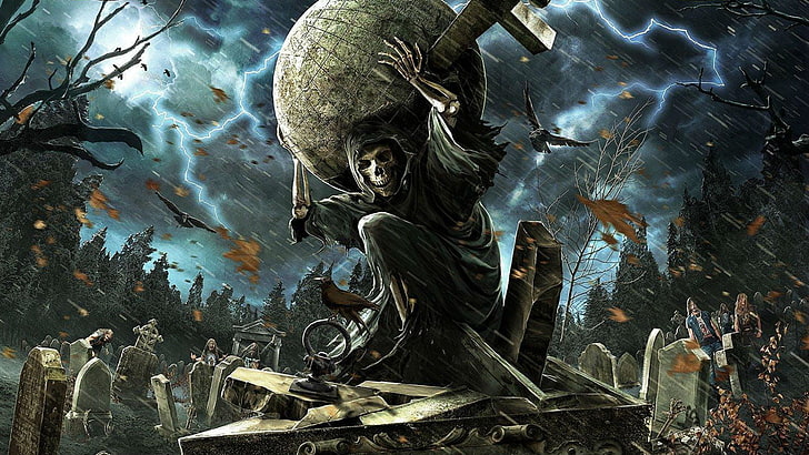 dark, digger, grave, grim, heavy, horror, metal, reaper, skull, thrash, HD wallpaper