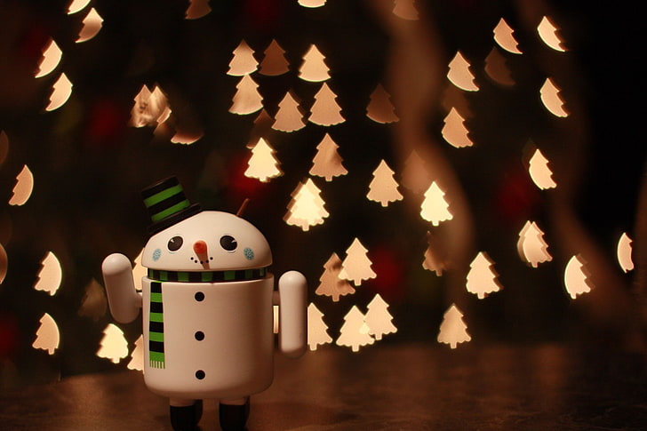 Android, sfondi, buon Natale, pupazzo di neve, Sfondo HD