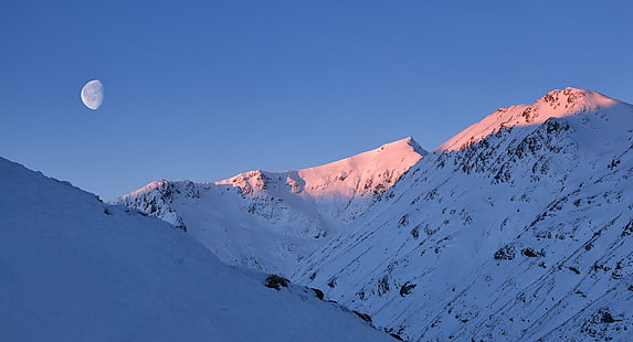 góra pokryta śniegiem, góra, pokryty, śnieg, Szkocja, Glencoe, Stob Coire Sgreamhach, natura, zima, szczyt górski, krajobraz, lód, scenics, na zewnątrz, niebieski, Tapety HD HD wallpaper