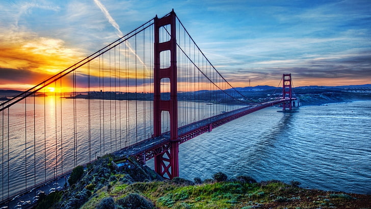جسر البوابة الذهبية ، سان فرانسيسكو ، جسر البوابة الذهبية ، سان فرانسيسكو ، المضيق، خلفية HD