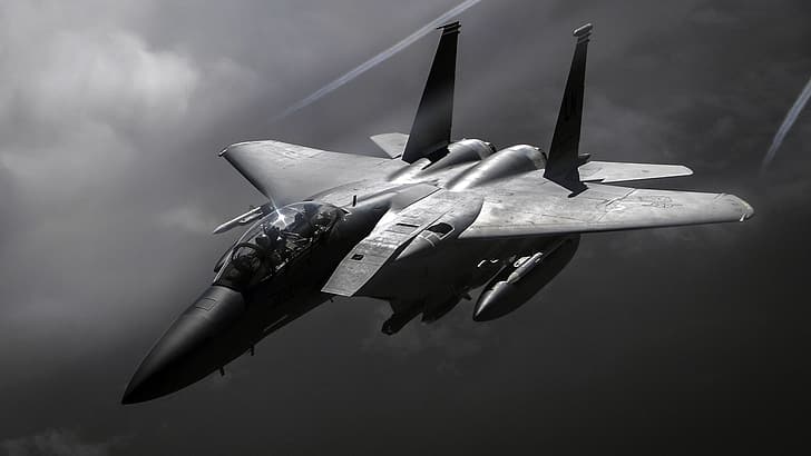 UNITED STATES AIR FORCE, fighter-bomber, F-15E, Strike Eagle, McDonnell Douglas, American double, HD wallpaper