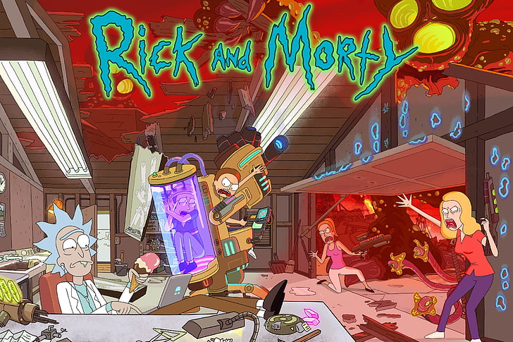 Rick and Morty digital wallpaper, rick and morty, morty, rick, laboratory, HD wallpaper