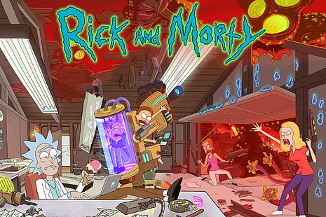 Rick and Morty digital tapet, rick and morty, morty, rick, laboratorium, HD tapet HD wallpaper