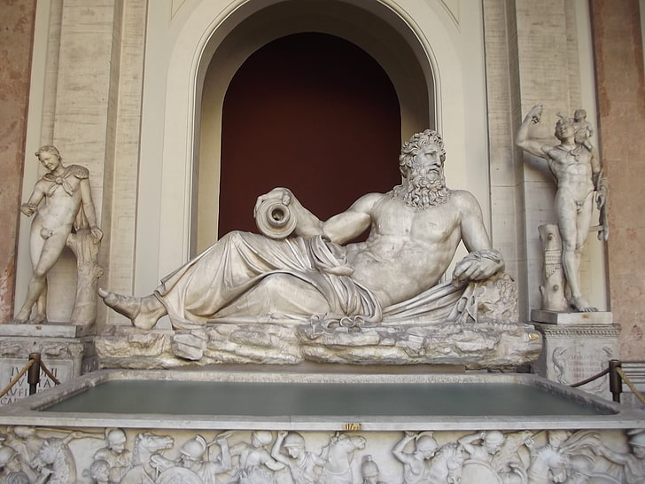 uomo disteso sul letto statua, Italia, Roma, verde, alberi, natura, statua, Sfondo HD