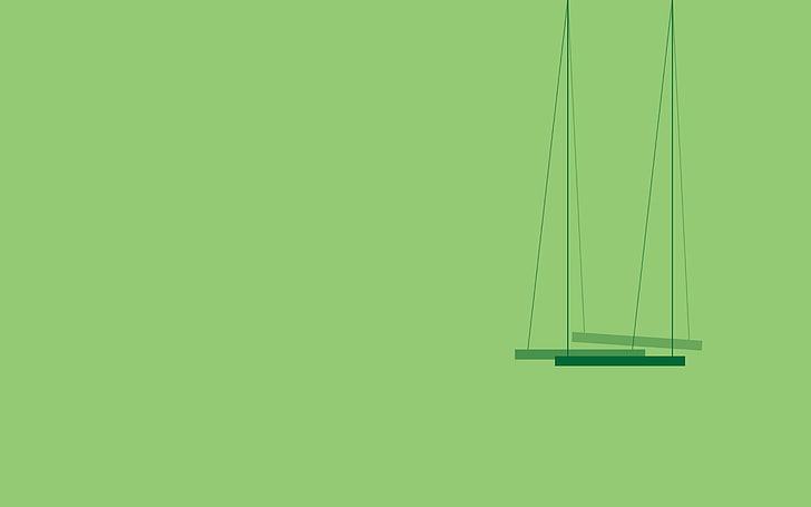 illustration de la balançoire verte, minimalisme, vert, fond simple, balançoires, art numérique, Fond d'écran HD