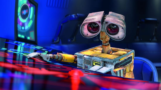 жълт и сив робот, WALL-E, Disney, Pixar Animation Studios, HD тапет HD wallpaper