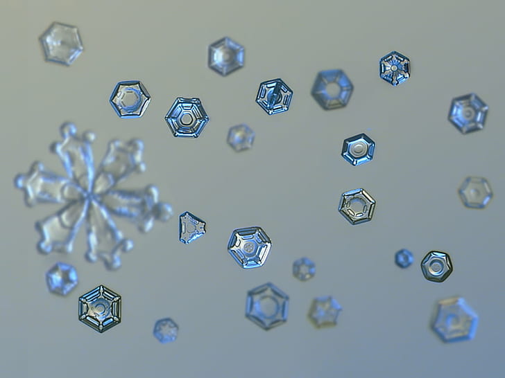snowflakes digital wallpaper, Snowflake, macro, ice, dust, digital, photo, snow  crystal, crystal  symmetry, outdoor, winter, cold, frost, natural, closeup, transparent, hexagon, magnified, details, shape, christmas, sign, symbol, season, seasonal, fine, elegant, ornate, beauty, beautiful, north, decor, isolated, clear, unique, decorated, light, lighting, fragile, fragility, structure, background, flake, frosty, pattern, weather, icy, microscopic, ornament, decoration, abstract, shiny, glitter, sparkle, design, volumetric, storm, new year, collage, collection  plate, blue, backgrounds, HD wallpaper
