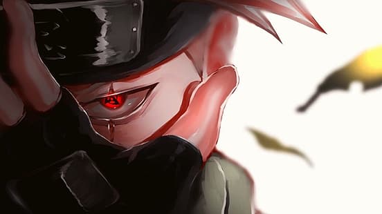 Hatake Kakashi, Naruto (Anime), rote Augen, Sharingan, digitale Kunst, Fankunst, HD-Hintergrundbild HD wallpaper