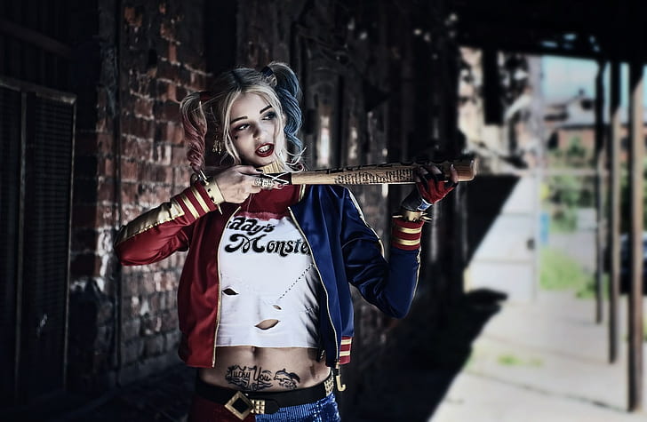 wanita, cosplay, Harley Quinn, Wallpaper HD