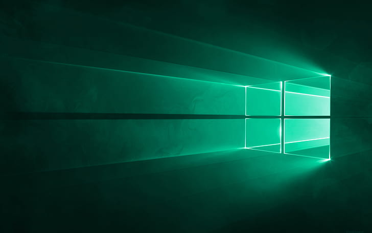hijau, Microsoft Windows, seni digital, latar belakang sederhana, Wallpaper HD