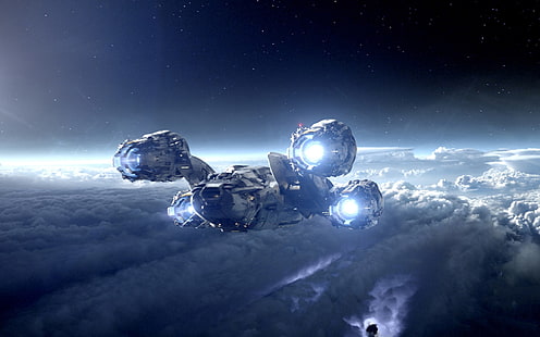 tapeta cyfrowa szary statek kosmiczny, Prometeusz (film), statek kosmiczny, przestrzeń, Tapety HD HD wallpaper