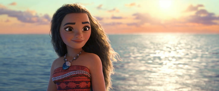момиче, море, най-добрите анимационни филми за 2016 г., Моана, HD тапет