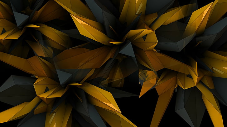 Abstrakt, Facetten, Schwarz, Design, Gold, Polygon, HD-Hintergrundbild