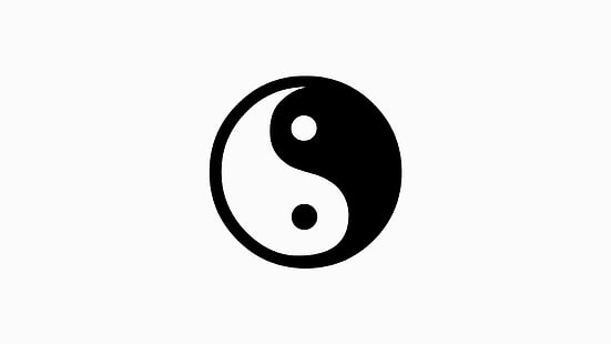 noir et blanc, yin yang, cercle, logo, symbole, graphiques, Fond d'écran HD HD wallpaper