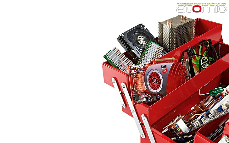 빨간 도구 상자, 하드웨어, 기술, HD 배경 화면
