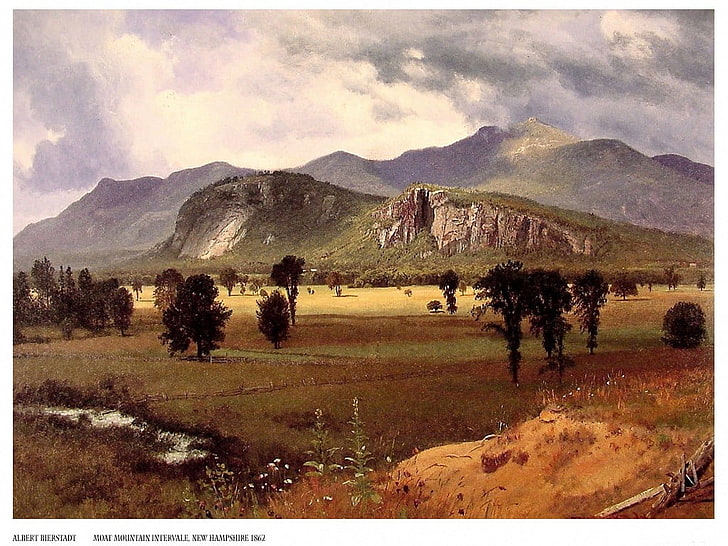 fotografía de paisaje de montaña, Albert Bierstadt, paisaje, pintura, arte clásico, Fondo de pantalla HD