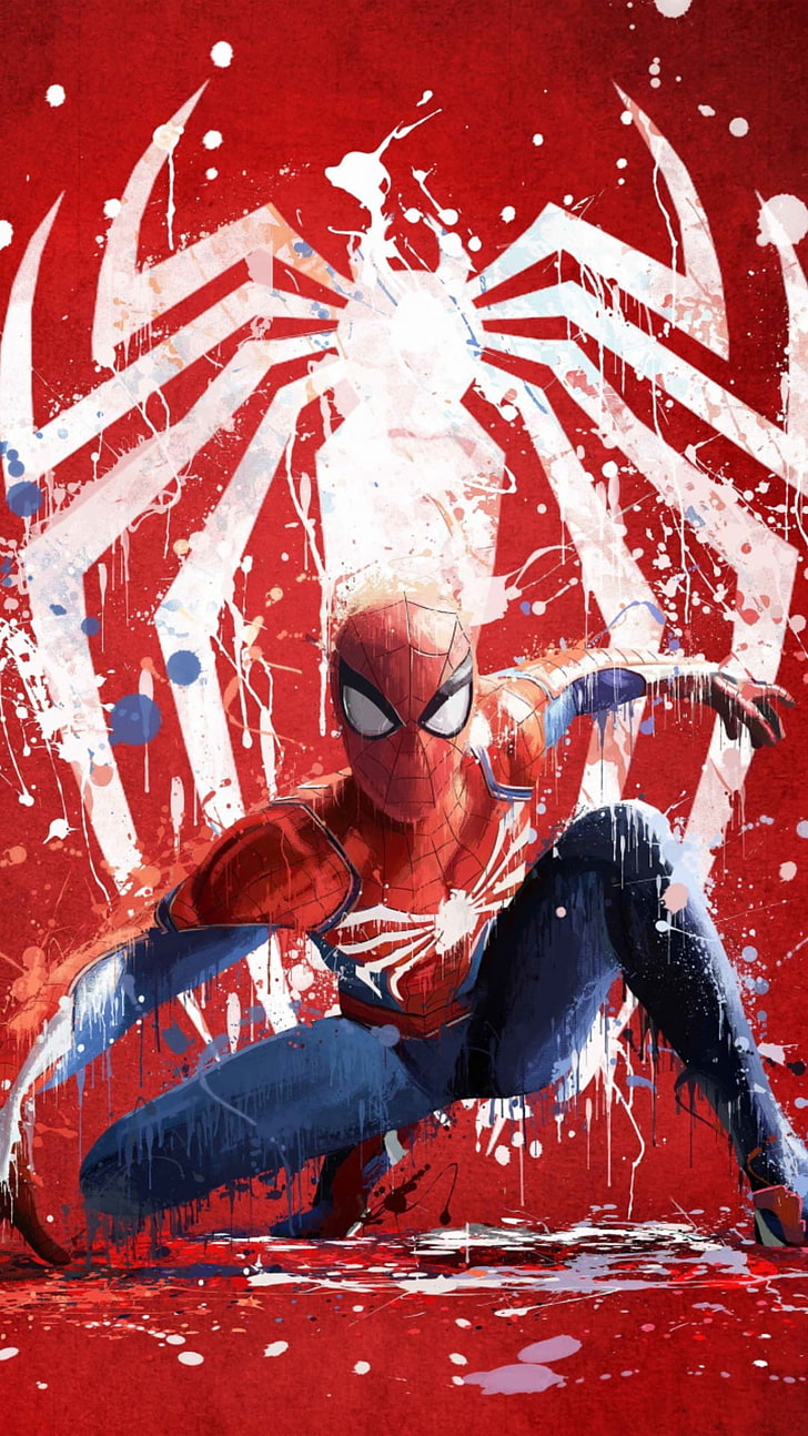 Spider-Man, art de jeux, vertical, oeuvre d'art, bande dessinée, affichage de portrait, Fond d'écran HD, fond d'écran de téléphone