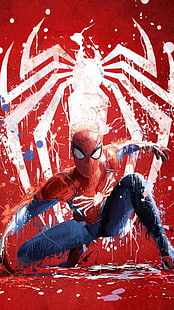 Spider-Man, games art, vertical, artwork, arte em quadrinhos, exibição de retrato, HD papel de parede HD wallpaper