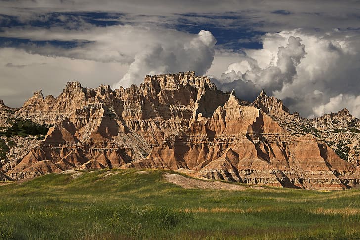 mountains, USA, Badlands National Park, South Dakota, Pennington, HD wallpaper