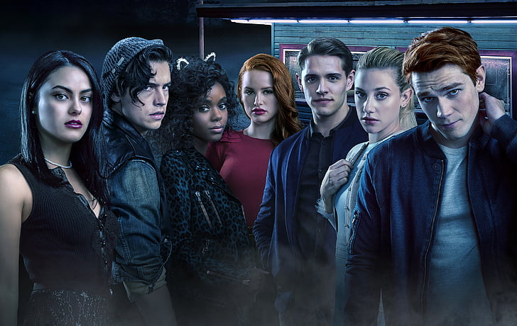 group of people photography, Riverdale, Stagione 2, Cole Sprouse, Ashleigh Murray, Lili Reinhart, Camila Mendes, K.J.Apa, Madelaine Petsch, Casey Cott, 2017, Sfondo HD