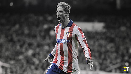 Póster de jugador de fútbol, ​​Fernando Torres, Atlético de Madrid, Azerbaiyán, hombres, Fondo de pantalla HD HD wallpaper