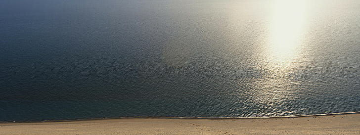 wide angle, sea, beach, coast, HD wallpaper