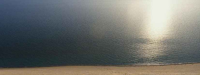 широкий угол, море, пляж, побережье, HD обои HD wallpaper
