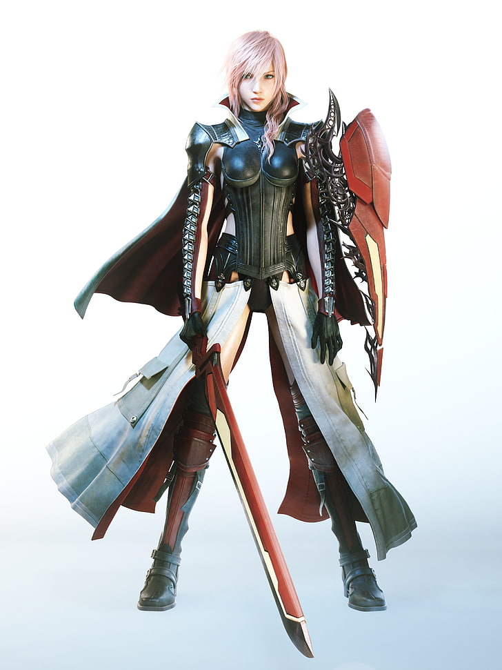 Lightning XIII, Claire Farron, sword, video games, Final Fantasy XIII, HD wallpaper