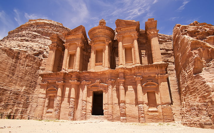 Mosteiro E Petra Jordan Cidade de Petra, a capital dos árabes da Namíbia, um dos locais arqueológicos mais famosos do mundo Wallpaper Hd 3840 × 2400, HD papel de parede