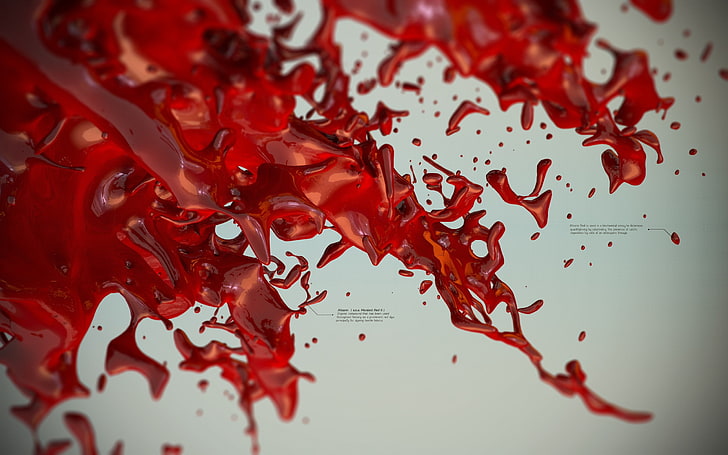 3D, cair, seni digital, darah, Wallpaper HD