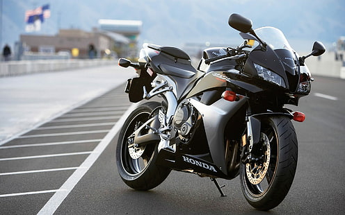 Czarny motocykl, Honda CBR, Cool, czarno-szary motocykl Honda, czarny motocykl, Honda CBR, fajny, Tapety HD HD wallpaper
