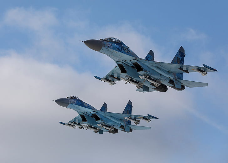 전투기, 우크라이나, Su-27, Su-27UB, 우크라이나 공군, R-73, R-27, HD 배경 화면