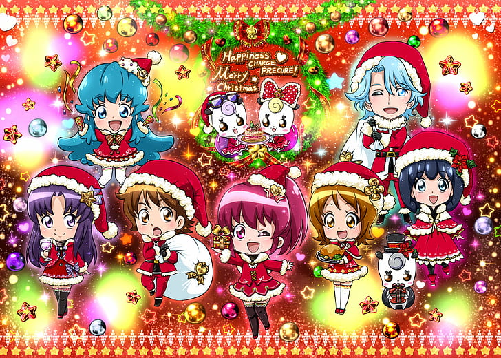 (pretty, blue, christmas, cure), glasan, happinesscharge, hime, oumori, precure!, shirayuki, yuuko, HD wallpaper