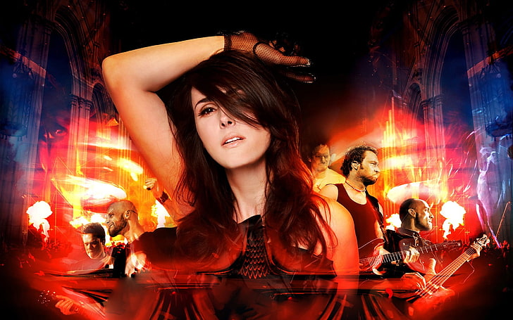 rote und weiße Frauentracht, Sharon den Adel, Sängerin, Symphonic Metal, Within Temptation, Holländerin, HD-Hintergrundbild