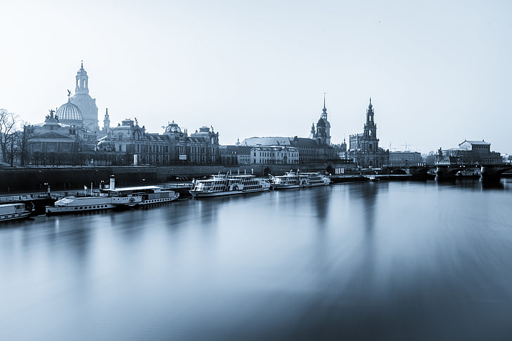 air, kota, Dresden, Jerman, Elbe, Fauenkirche, Wallpaper HD