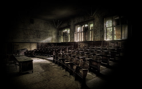 Sala de aula abandonada, escola, preto, HD papel de parede HD wallpaper