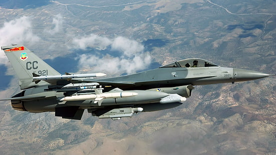 aviões militares, avião, jatos, céu, General Dynamics F-16 Fighting Falcon, militar, aviões, HD papel de parede HD wallpaper