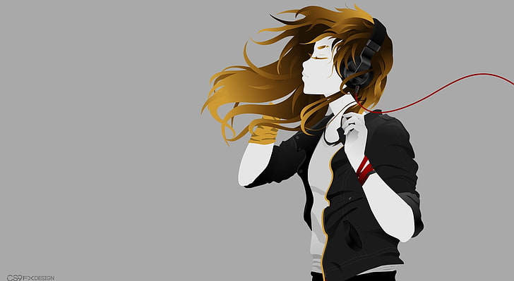 Dziewczyna ze słuchawkami - autorstwa CS9 Fx Design, kobieta w słuchawkach clipart, Aero, grafika wektorowa, dziewczyna, muzyka, projekt, słuchawki, cs9, cs9 fx design, 2015, 2016, Tapety HD