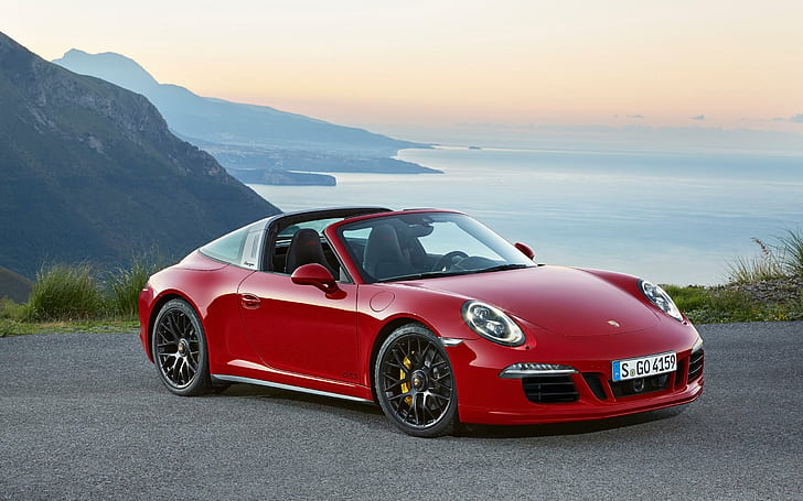 2015 Porsche 911 Targa 4 GTS, röd cabriolet bil, porsche, targa, 2015, bilar, HD tapet