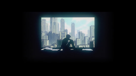 Silueta de hombre ilustración, Ghost in the Shell, Kusanagi Motoko, Fondo de pantalla HD HD wallpaper