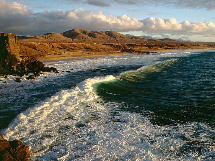 laut, pantai, awan, lanskap, Wallpaper HD