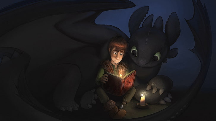 How to Train Your Dragon wallpaper, Hiccup, Toothless, How to train your dragon, book., the night fury, HD wallpaper