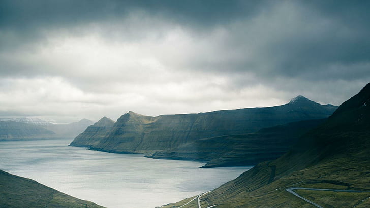 La fin du fjord, brume, fjord, route, montagnes, nuages, nature et paysages, Fond d'écran HD