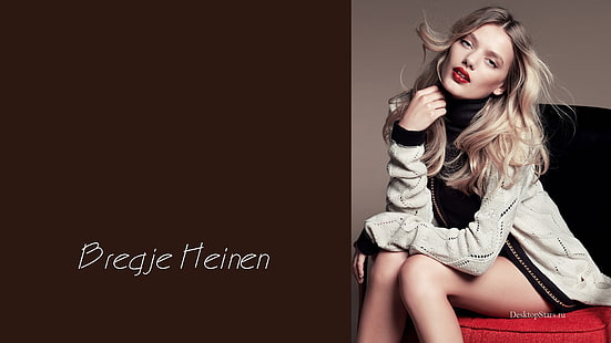 Bregje Heinen, maglione, gambe, donna, modello, rossetto rosso, biondo, Sfondo HD HD wallpaper