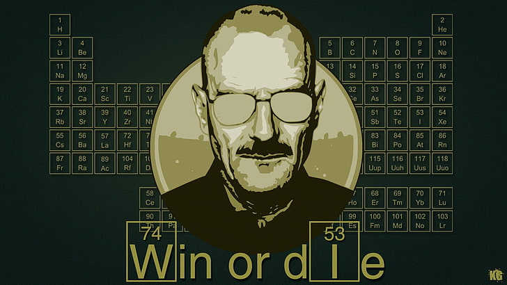 man face illustration with text overlay, Breaking Bad, Heisenberg, periodic table, HD wallpaper